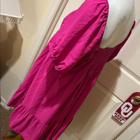 Nine West Fuchsia Mini Dress. 2X. Smocked back. - Picture 4 of 11